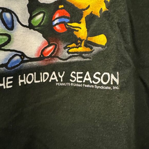 Snoopy Green T Shirt Christmas Lights Peanuts Gang Heavy Cotton Mens L Relaxed - Picture 9 of 15